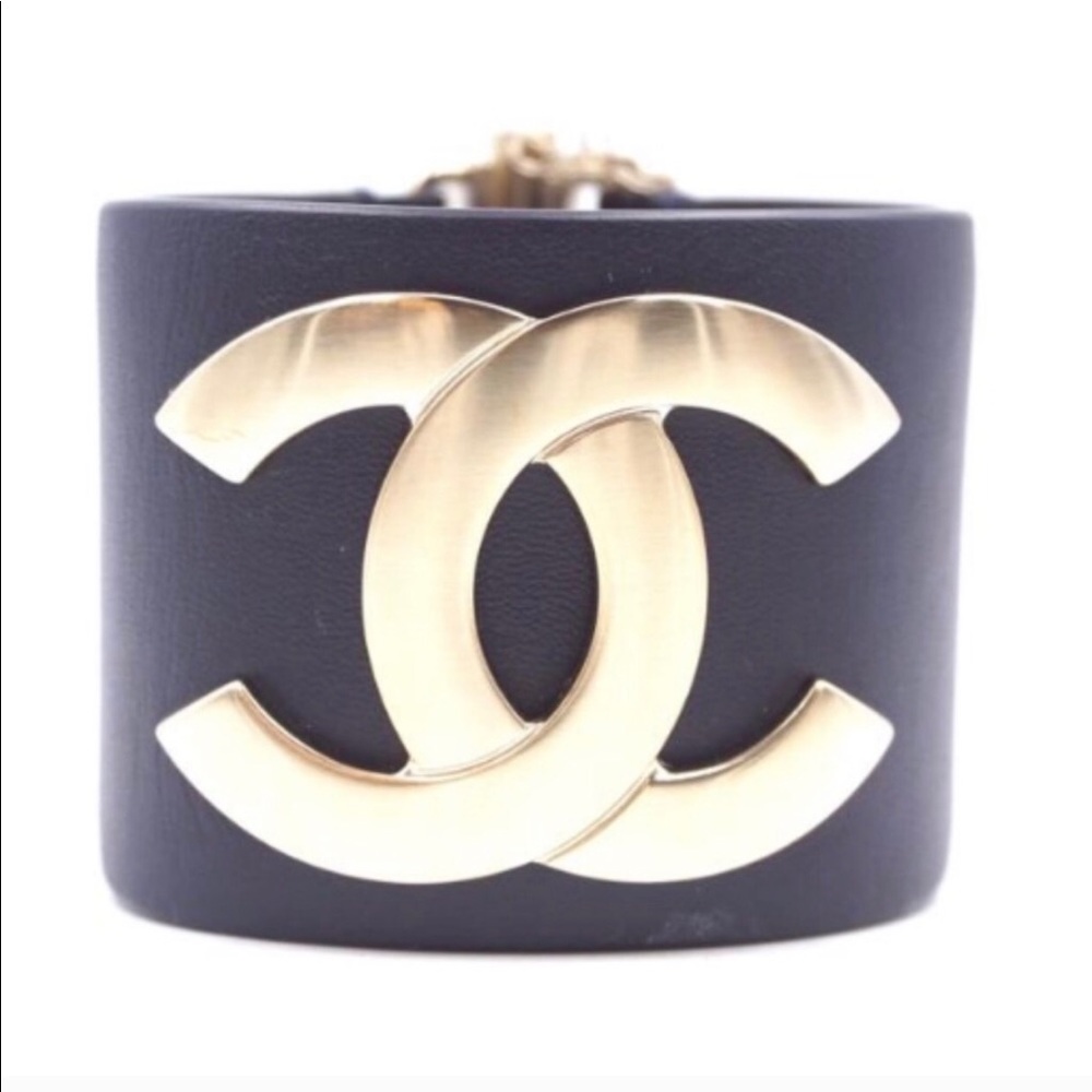 Navy Blue Leather Cuff